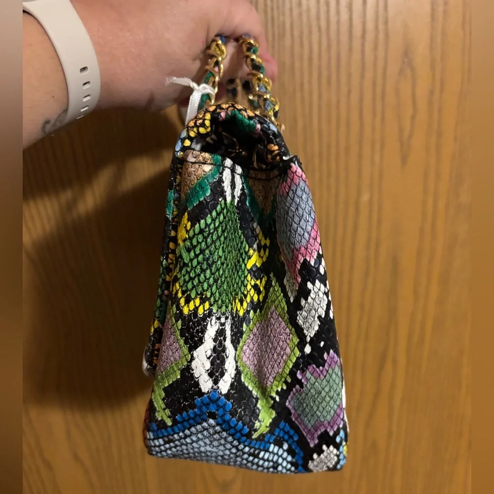 Multicolor Snake Print Women's Purse Bag - Picture 6 of 10